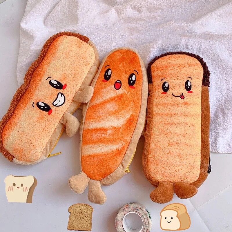 

1Pcs Creative Toast Bread Pencil Case Large Capacity Universal Student Pencil Case Pouch Children