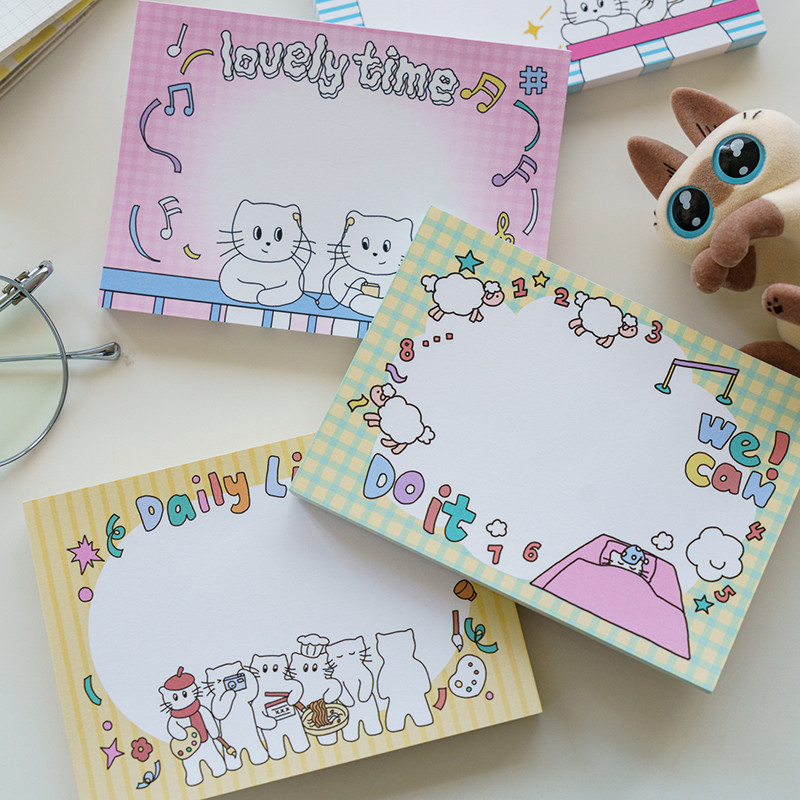 

80Pcs Cute Cat Memo Pad Message Notes Paper Daily Planner To Do List Notepad Kawaii School