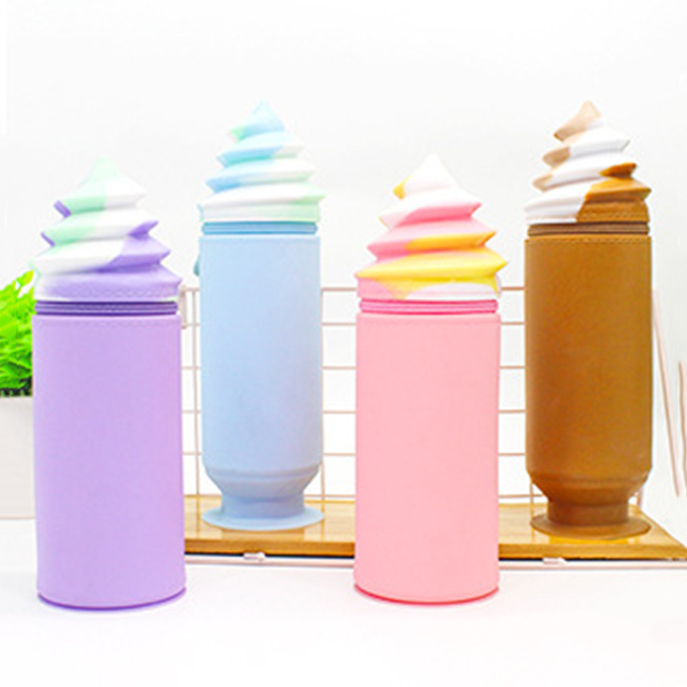 

Lytwtw'S Cute Cartoon Kawaii High Capacity Ice Cream Silicon Pen Pencil Bag Cosmetic Pocket School