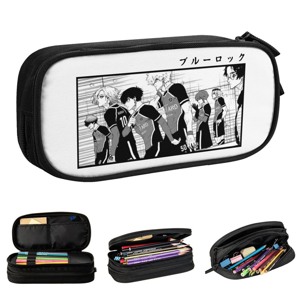

Fashion Blue Lock In Japanes Pencil Cases Pencil Pouch Pen Box Kids Large Storage Bag Students