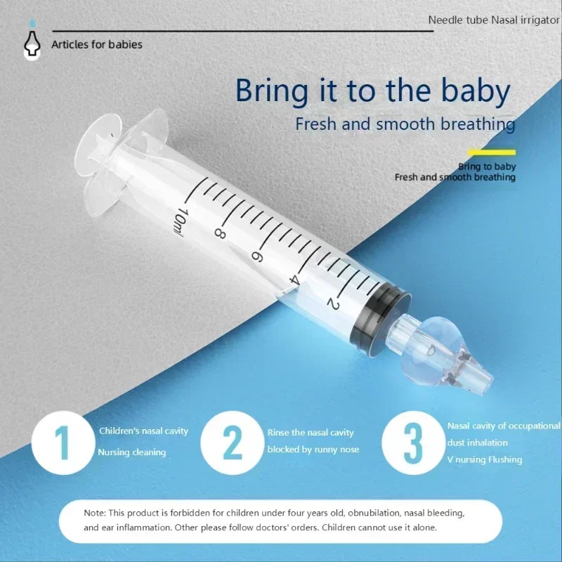 

10Ml Baby Nose Cleaner With Silicone Nasal Suction Tips Syringe Nasal Irrigator Portable Needle Tube