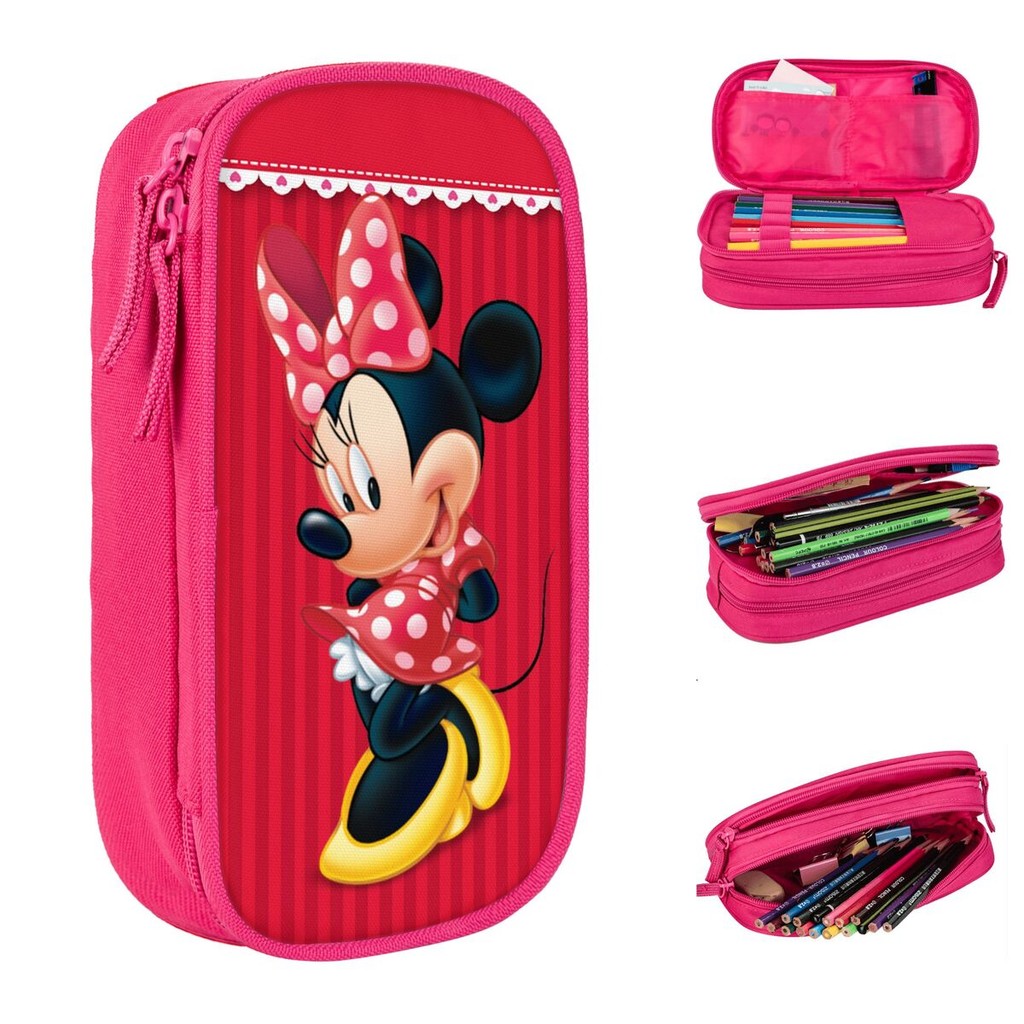 

Mickey Mouse Minnie Shy Pose Pencil Case Cute Pen Holder Bags Student Big Capacity School Supplies