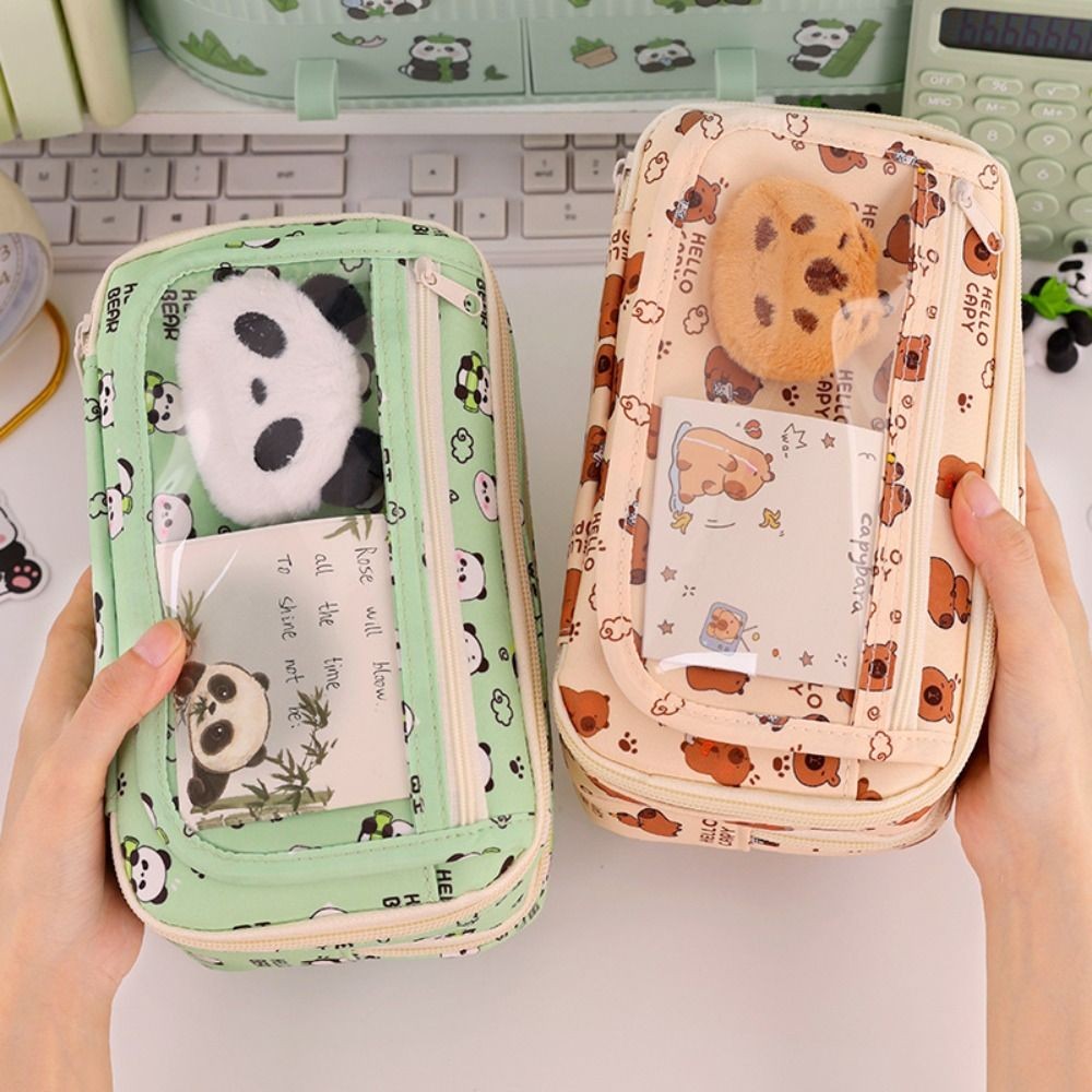 

Cute 9-Layer Capibara Pencil Bag Creative Panda Capybara Stationery Bag Dirt-Proof Korean Style