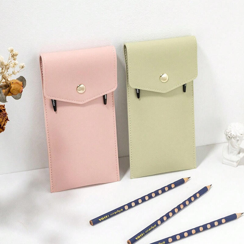 

Fashion Pu Leather Pen Case Custom Letters Business Pen Holder Portable Sunglasses Cosmetic Storage