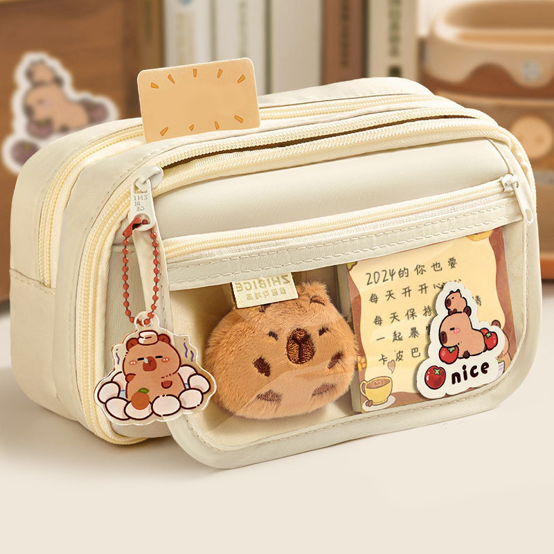 

Cute Fabric Pencil Case Kawaii Large Capacity Capybara Zipper Kids Bag Children'S Pen Pouch School
