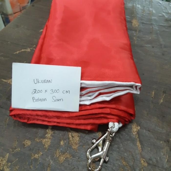 HARGA SPESIAL BENDERA MERAH PUTIH BAHAN SATIN UK 200X300 CM PAKAI PENGAIT SNM