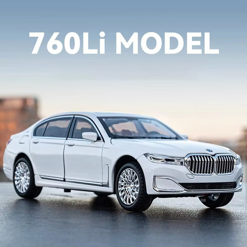 1:24 Diecast BMW 760 Li THE7 Koleksi Miniatur Pajangan Model Mobil Mewah Lux Realistic Pullback Car