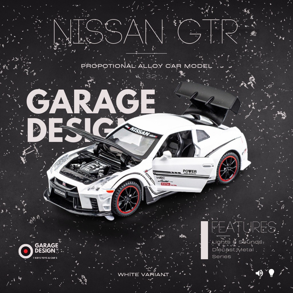 Miniatur Diecast Mobil Nissan GTR Diecast 1:32 - Miniatur Mobil Pajangan Nissan GTR R35 Merah Hitam
