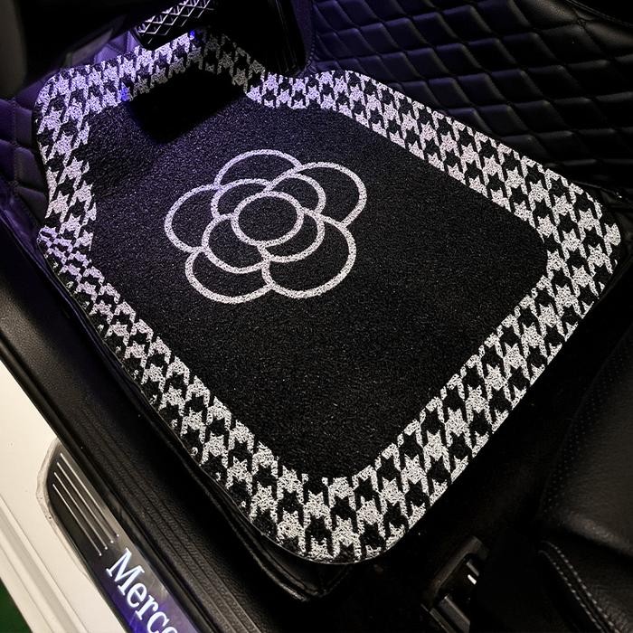 JTTOP" KARPET RUMPUT 2 BARIS ALAS KAKI MOBIL BUNGA DAISY CAR