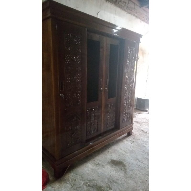 Ruparupa Craft Lemari 4 Pintu Kayu Jati Buka Tutup / Sliding / Cermin