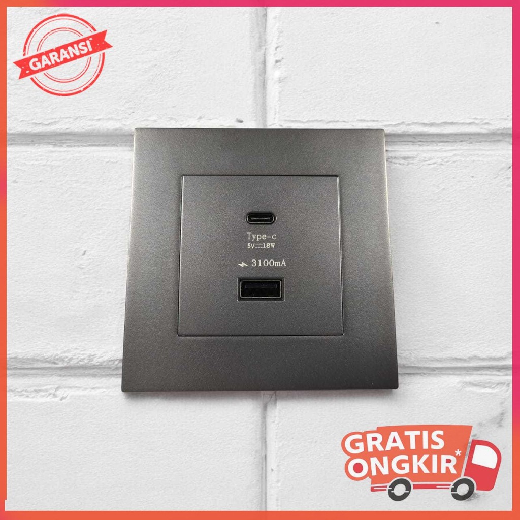 Stop Kontak Dinding USB Type C Multi Port Wall Socket 5V/3.1A - E86