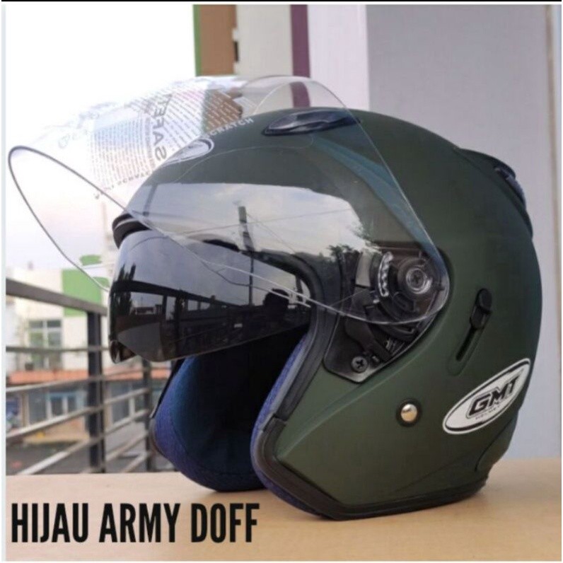 helm gmt original helm sepeda motor Half Face Double Visor GMT Pria Wanita SNI