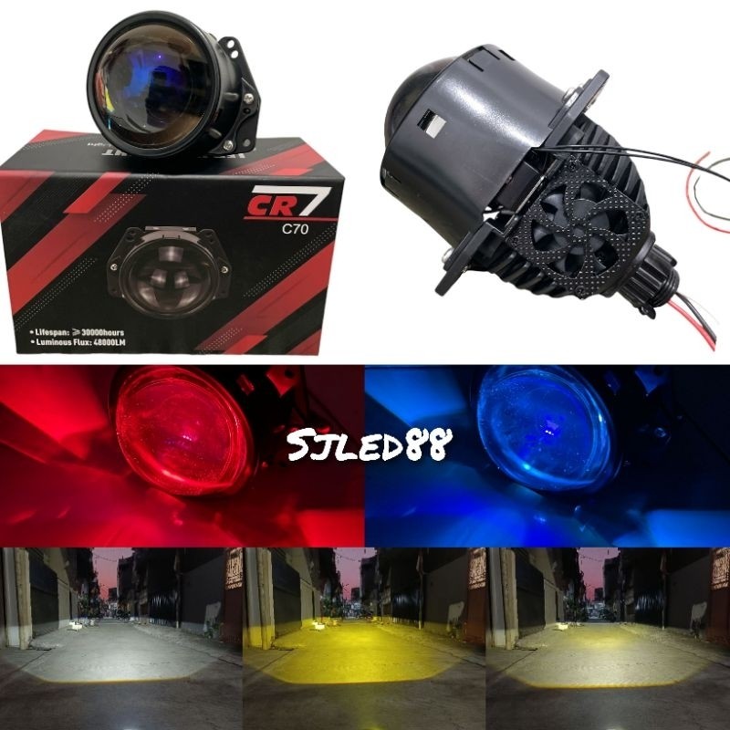 PROJI Projector Biled CR7 C70 blue Lens jauh dekat low 3 warna