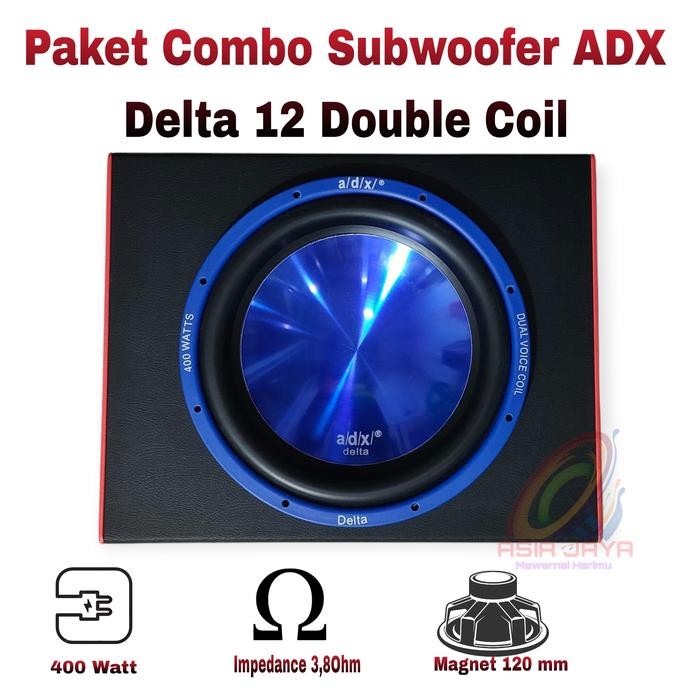 Paket Combo Speaker Subwoofer ADX Delta Blue 12 inch Double Coil Plus Box 12 Inch