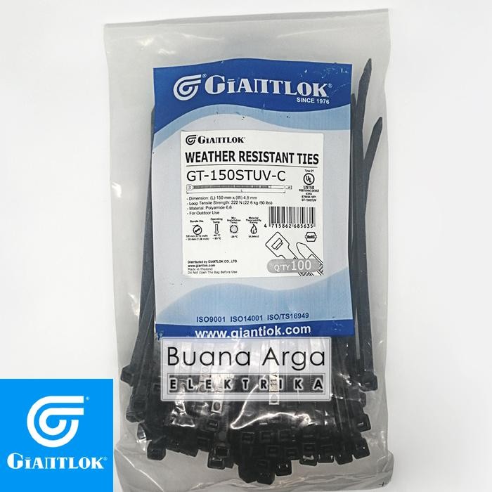 

GIANTLOK Kabel Ties Cable UV Resistance GT 150STC 150 x 4.8 mm Hitam