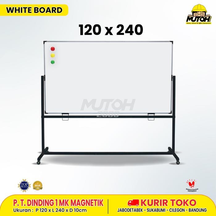 

Whiteboard Standing Magnetic 240 x 120 Papan Tulis Standing 1 Muka