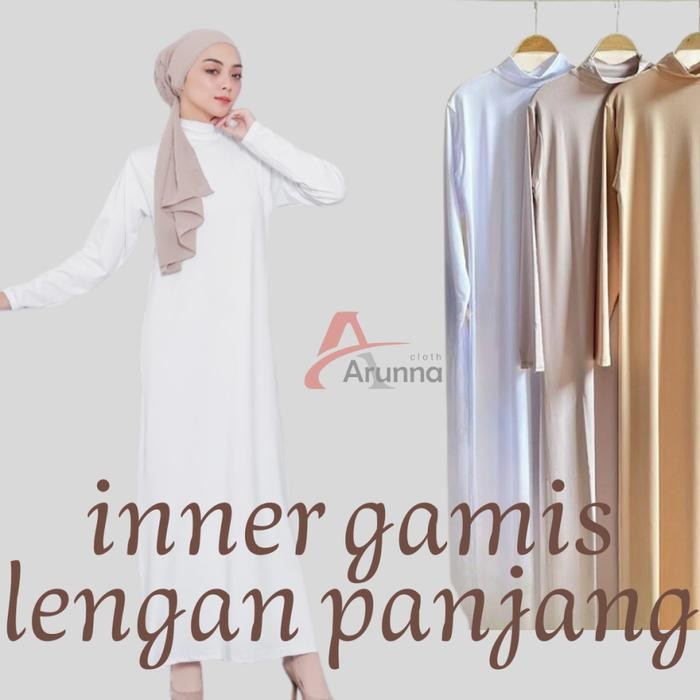 Trenatik- Inner Dress Lengan Panjang Manset Gamis Daleman Kaftan Spandek Jersey