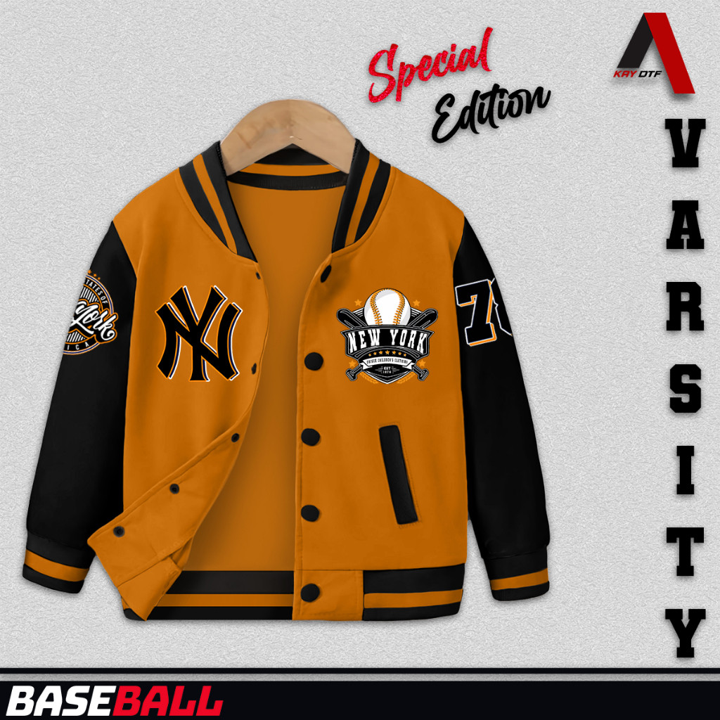 PROMO / Jaket Varsity Anak Logo NY Baseball Laki Laki Perempuan Usia 2 - 13 Tahun Jacket Unisex