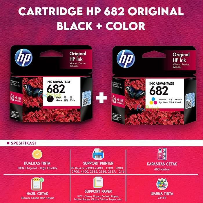 promo Black Color Cartridge 682 Tinta Printer HP 2775 2776 2335 2336 2337