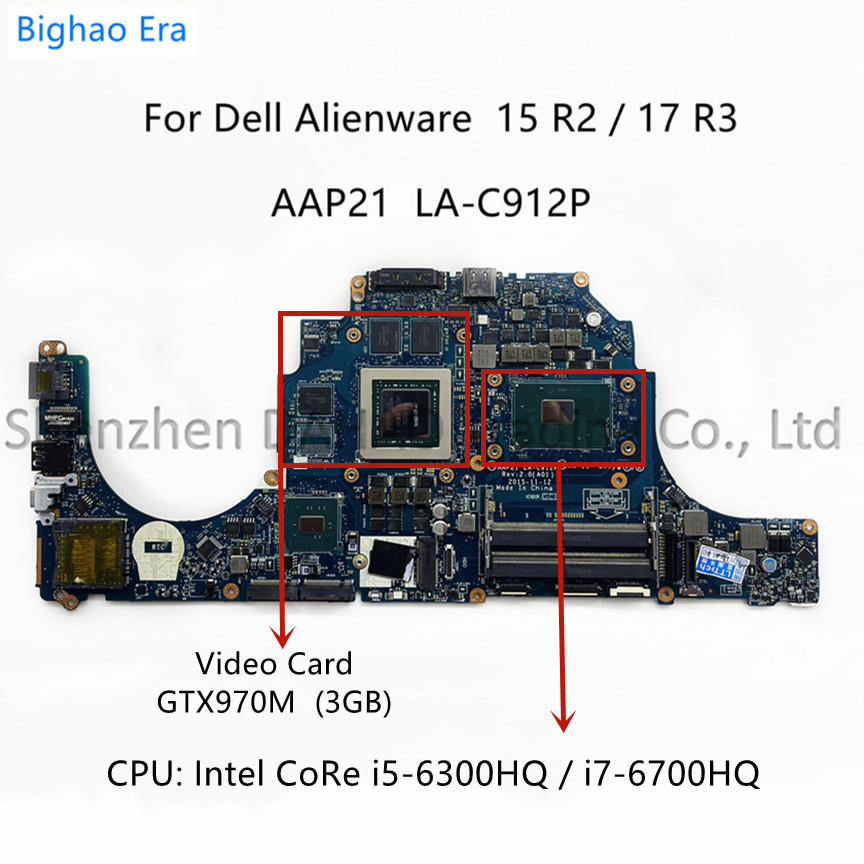 AAP21 LA-C912P For Dell Alienware 15 R2 17 R3 Laptop Motherboard With i5 i7-6820HK CPU GTX965/970M G