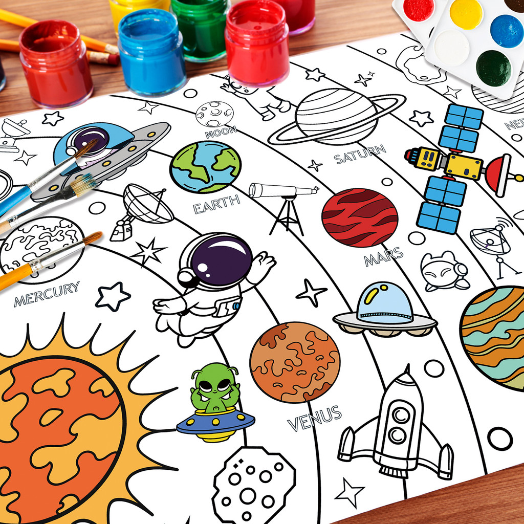 

Big Children Drawing Diy Space Sticky Color Filling Paper Coloring Paper Large Coloring Tablecloth