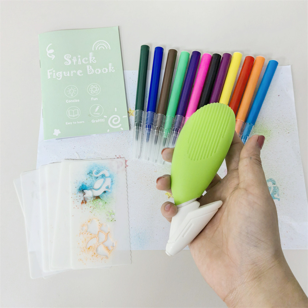 

Electric Watercolor Spray Pen Children Hand-Painted Color Paintbrush Washable 12 Color Spray Pen