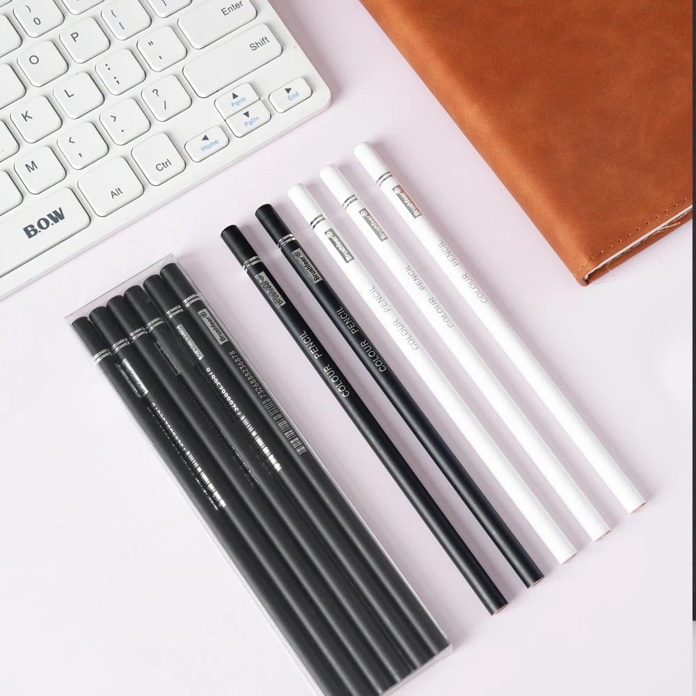 

1/6Pcs Black White Color Pencils Permanent Color Drawing Pencil Oil-Based Wooden Colored Pencils For