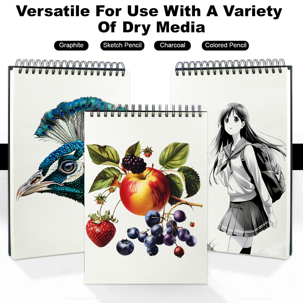 

9" X 12" Sketch Book, Top Spiral Bound Sketch Pad, 100 Sheets 68Lb/100Gsm Drawing Paper, 1 Pack