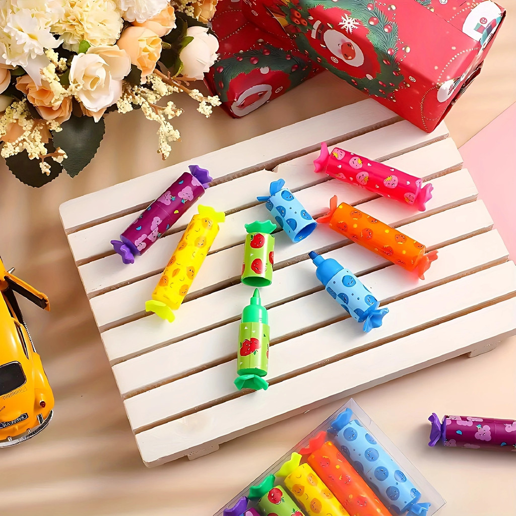 

6Pcs Colorful Mini Highlighter Candy Pastel Highlighter, Cute Chisel Tip Marker Pen, Party Birthday