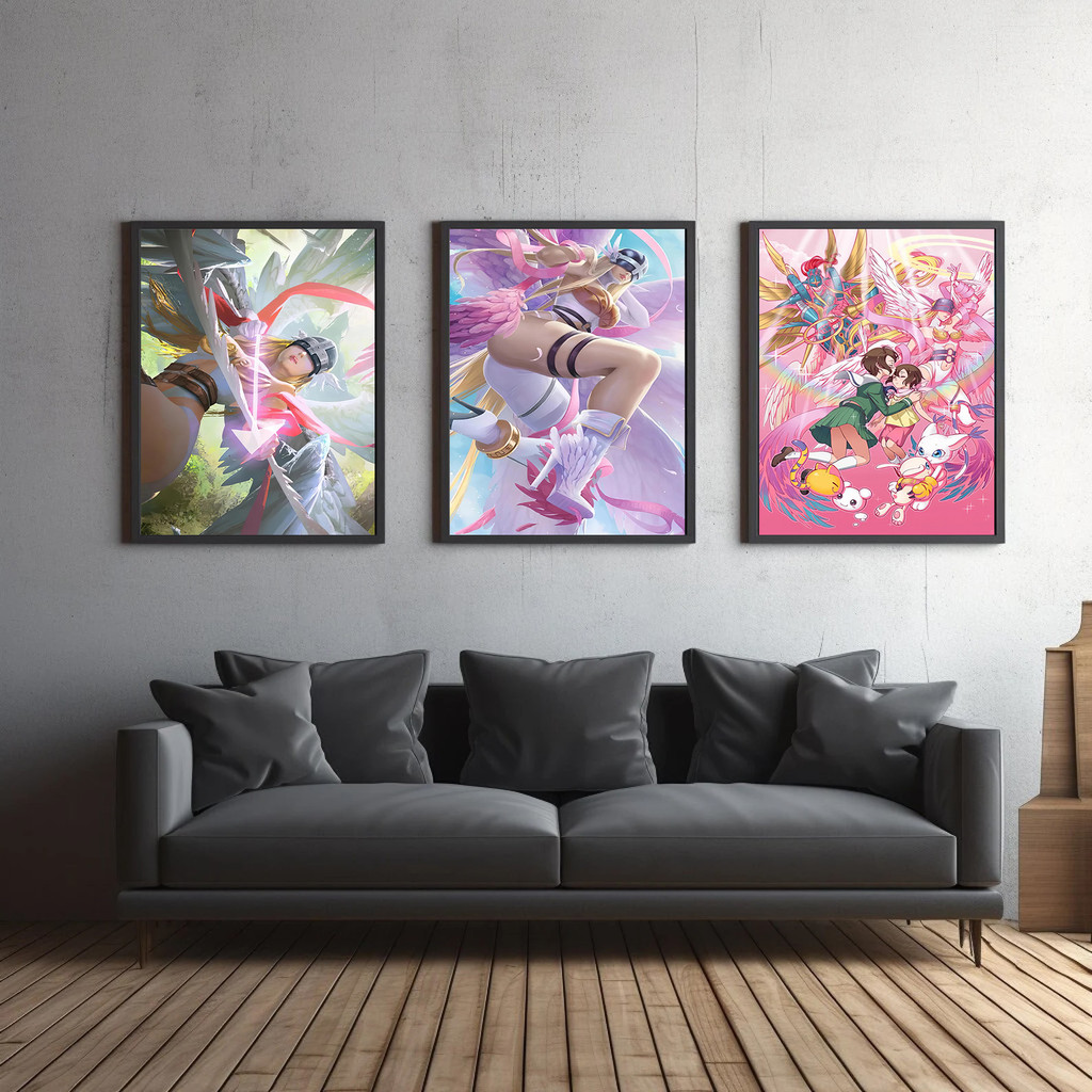 

Self-Adhesive Poster Digital Monster Anime Stickers Wallpaper Figures Angel Home Decoration Painting