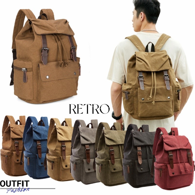 Vintage Canvas Backpack Men Travel Hiking Rucksack Simple Large Capacity Laptop Backpack Trendy Men