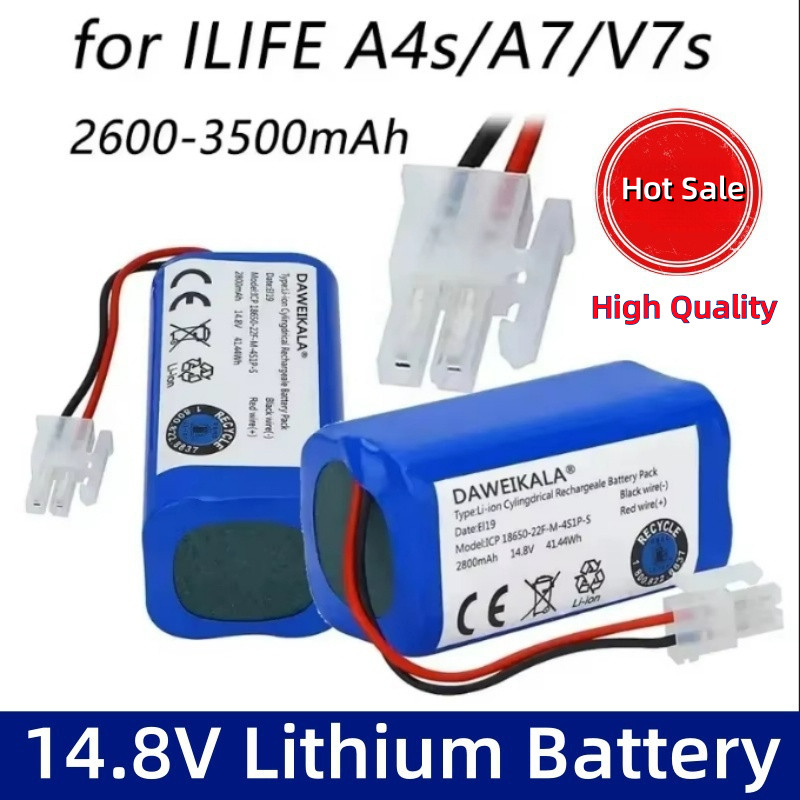 100%NEW 14.4V 3200mAh Lithium Battery14.8V 3500mAh For ILIFE A4 A4s V7 A6 V7s Plus Robot Vacuum Clea