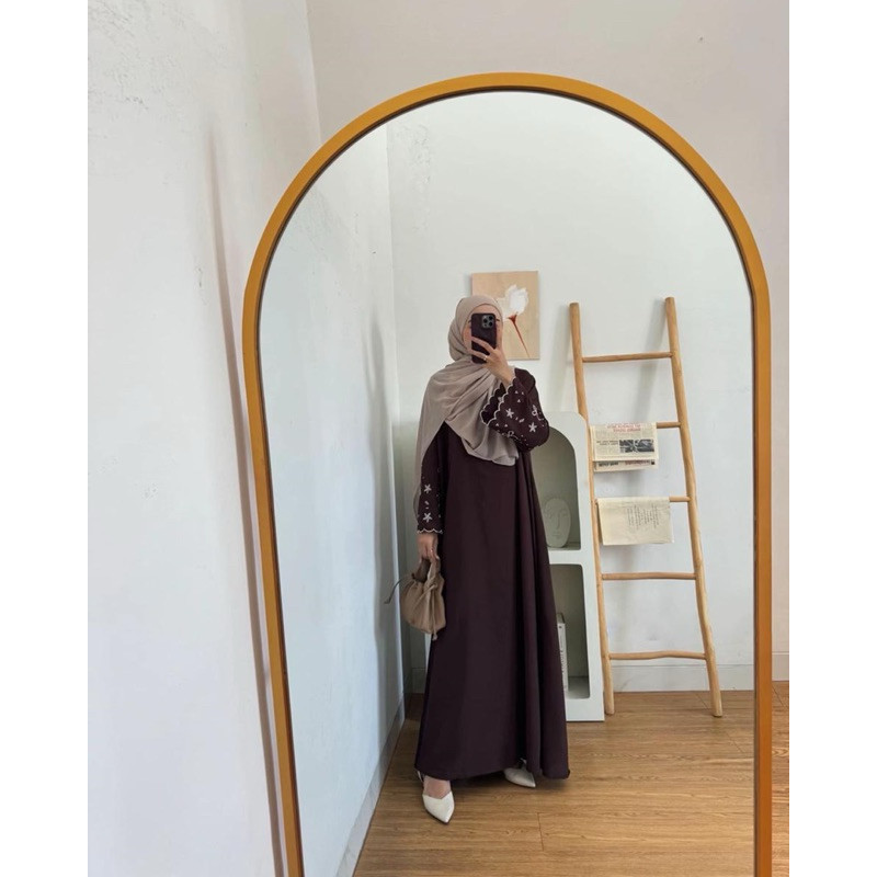 Berkualitas Azna Abaya Premium Coquette Wanita Elegan Abaya Bordir Motif Pita Abaya Terbaru