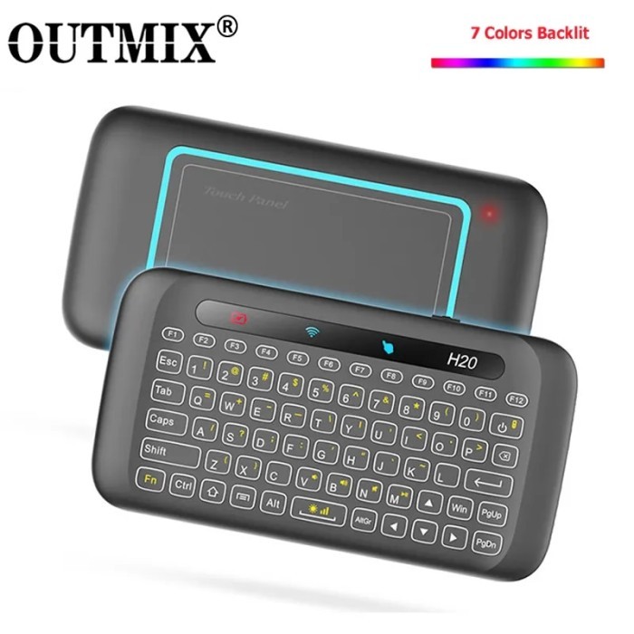 H20 Mini Wireless Keyboard Backlight Touchpad Air Mouse IR Leaning