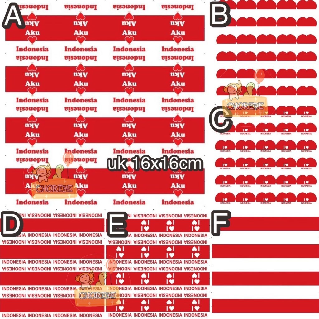 

PER LEMBAR Sticker / Stiker Pipi Merah Putih Muka Tangan Bendera Merah Putih I Love Indonesia