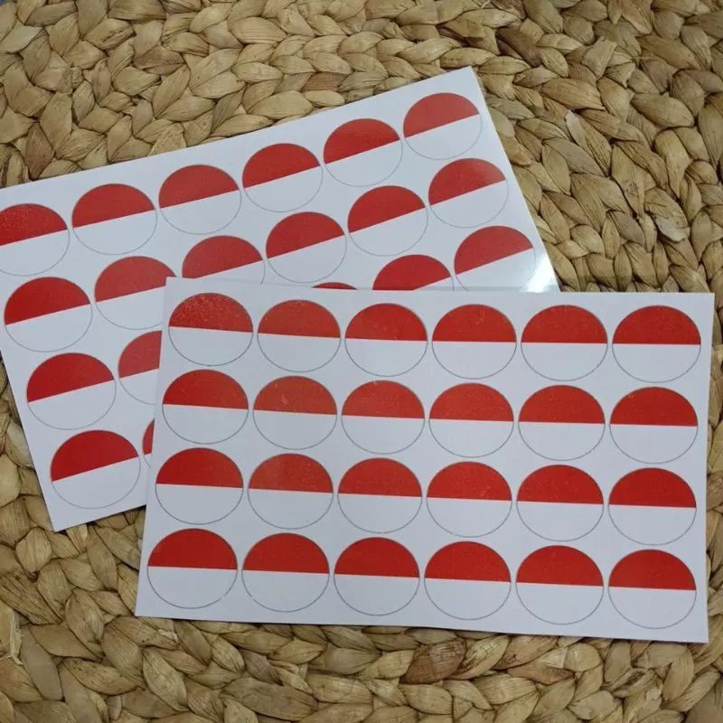 

1 Lembar / 25pcs Sticker Bendera Pipi Merah Putih Agustus Glosy Nempel