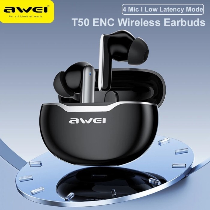 Awei T50ENC Wireless Headphones 4 Mic Bluetooth TWS Headset HIFI