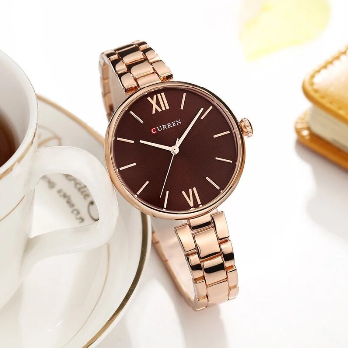 CURREN 9017 New Women Watches Luxury Brand Watch Rose Gold Women