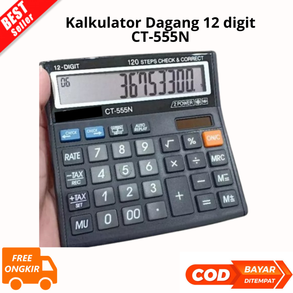

[JIB] BAYAR DI TEMPAT Kalkulator Dagang Jualan 12 digit CT-555N / CT 555 N / Tax Calculator / Mark Up Calculation