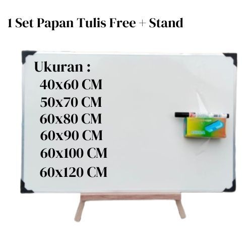

1 Set Papan Tulis 40x60cm + Stand Kecil / Penyangga Free Spidol Penghapus