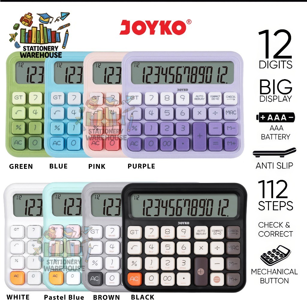 

Calculator Kalkulator Joyko CC-63ACO CC-63BCO CC-63DCO 12 Digits Check & Correct