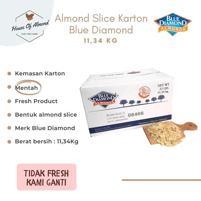

Kacang Almond Slice Mentah Karton Blue Diamond 11,34Kg Terlaris