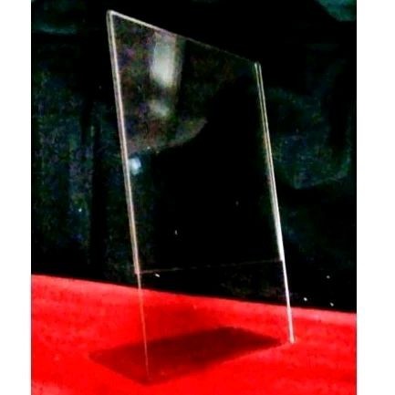 

[READY] akrilik tent card tempat brosur A4 uk 30 x 21 cm model potrait L tebal 2 mm