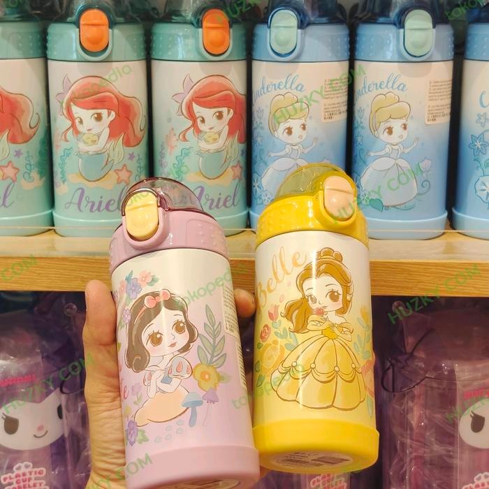 Terlaris Miniso Botol Minum Stainless Sedotan Disney Princess Collection 300Ml