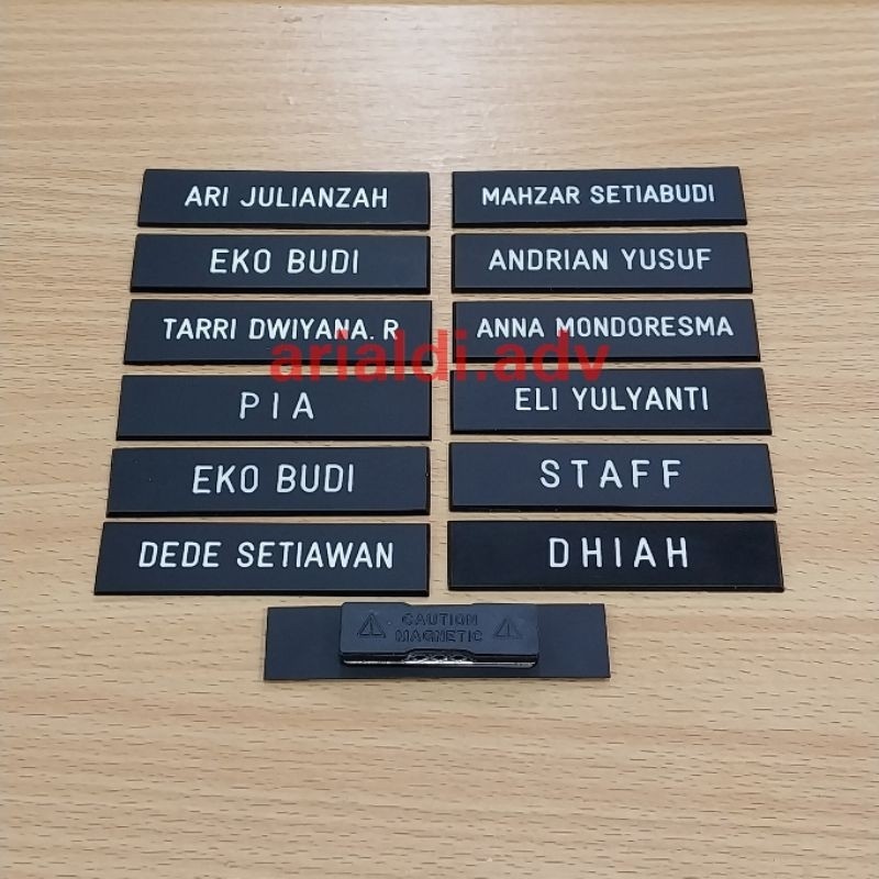 

JH8 Papan nama dada grafir hitam doff full magnet hitam nemetag dove magnet besar hitam