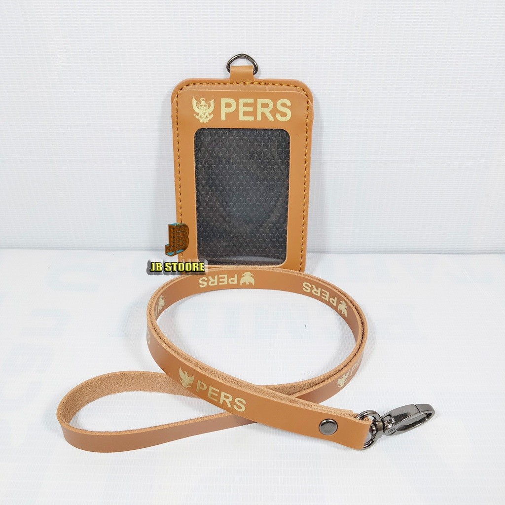 JH8 Tempat Id Card PERS Kulit / Id Card Holder Pers Wartawan Gantung / name tag pers wartawan tali