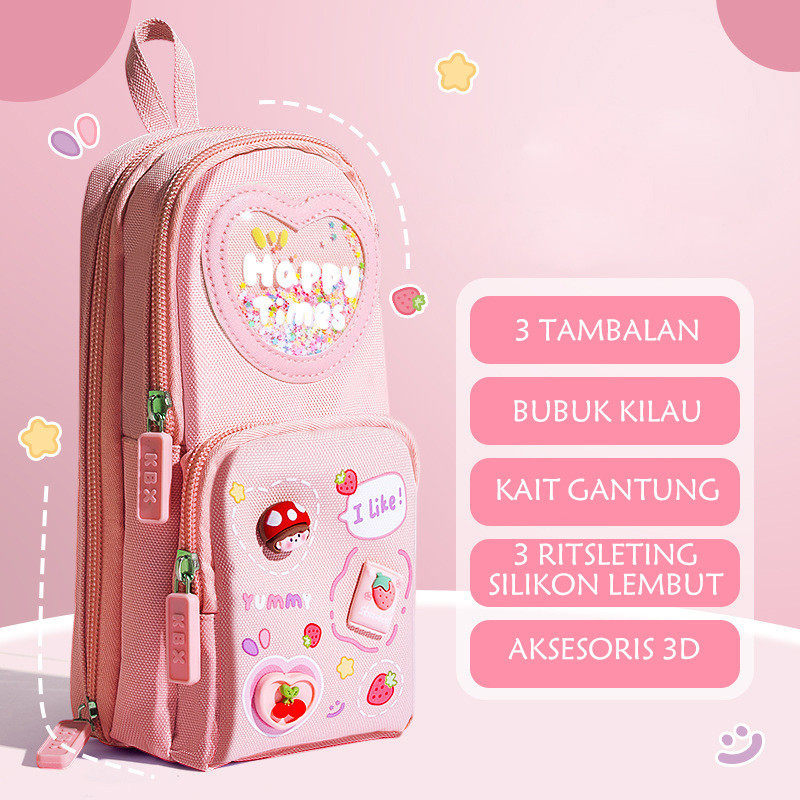 

JH8 GAGALU Tempat Pensil Kartun Besar Pencil Case Tempat Pensil Dekoratif Berkarakter Gemerlap