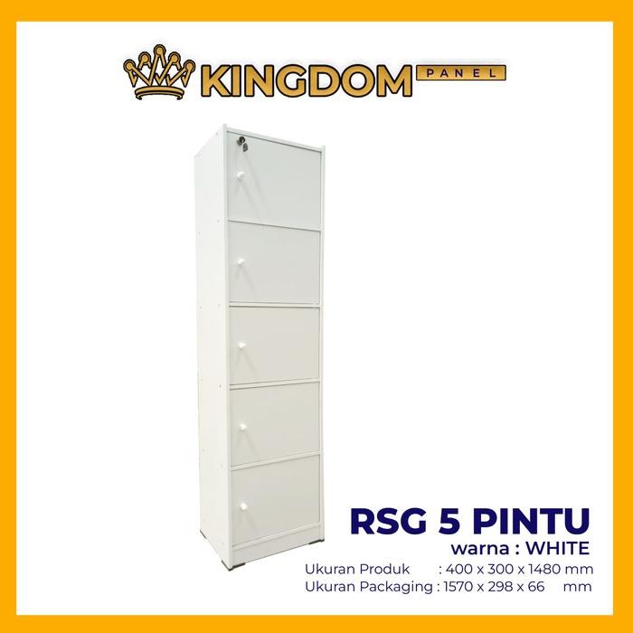 LEMARI RAK BUKU SERBAGUNA SUSUN 5 KAYU DENGAN KUNCI