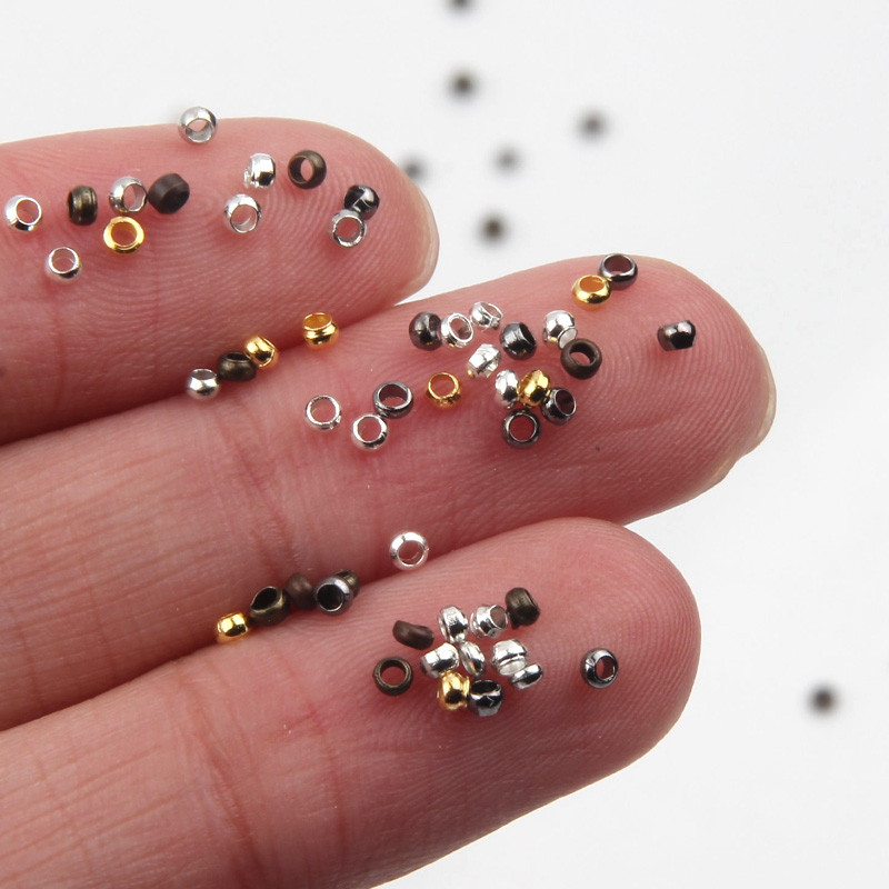 500Pcs/Lot Gold Color Ball Crimp End Beads Dia 2 2.5 3 Mm Stopper Spacer Beads For Diy Jewelry