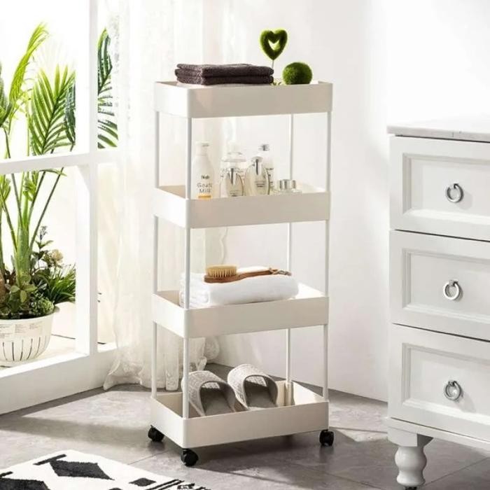 Rak Dapur Susun 4 Plastik Serbaguna Rak 4 Susun Kue Buku Storage Rack